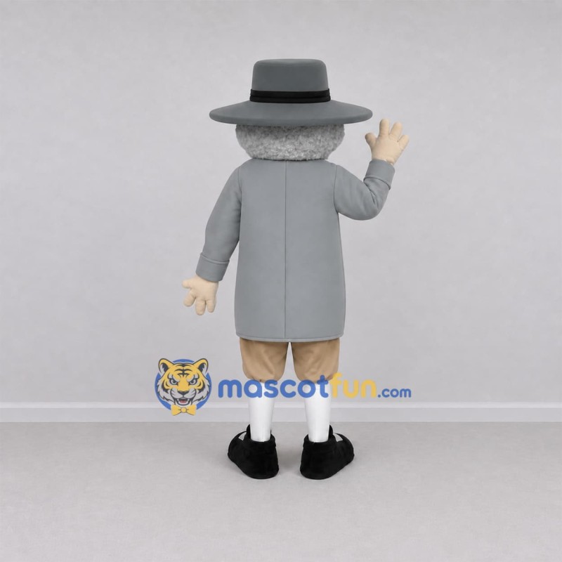 Custom Gray Colonial Gentleman Mascot Costume Adult Full Body Suit for Historical Events Custom Gray Colonial Gentleman Mascot Costume Adult Full Body Suit for Historical Events