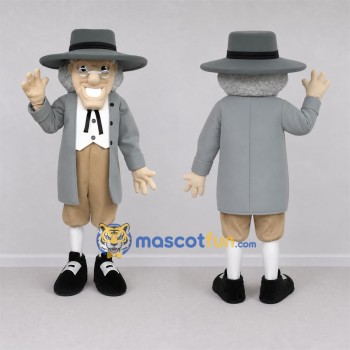 Custom Gray Colonial Gentleman Mascot Costume Adult Full Body Suit for Historical Events
