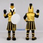 Custom Gold and Black Ancient Warrior Mascot Costume Adult Full Body Suit for Sports Events