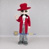 Custom Red and Gray Gentleman Mascot Costume Adult Full Body Suit for Themed Events Custom Red and Gray Gentleman Mascot Costume Adult Full Body Suit for Themed Events