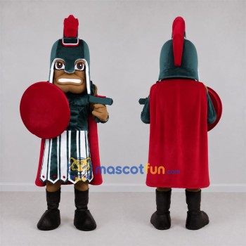 Custom Green and Red Ancient Warrior Mascot Costume Adult Full Body Suit for Sports Events
