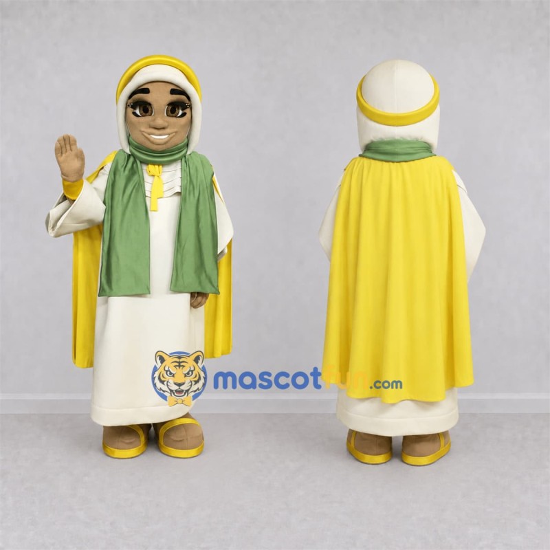 Custom White and Yellow Robed Character Mascot Costume Adult Full Body Suit for Themed Events Custom White and Yellow Robed Character Mascot Costume Adult Full Body Suit for Themed Events