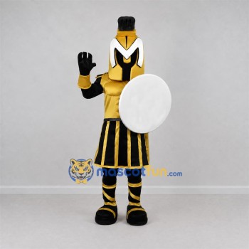 Custom Gold and Black Ancient Warrior Mascot Costume Adult Full Body Suit for Sports Events Custom Gold and Black Ancient Warrior Mascot Costume Adult Full Body Suit for Sports Events