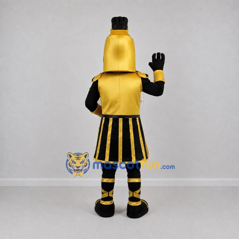 Custom Gold and Black Ancient Warrior Mascot Costume Adult Full Body Suit for Sports Events