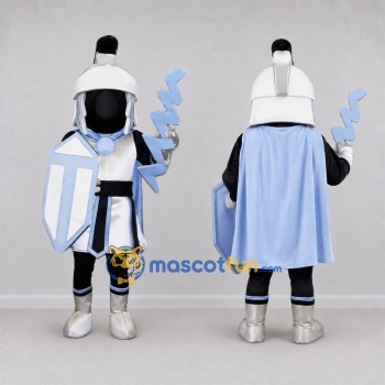 Custom Silver and Light Blue Fantasy Knight Mascot Costume Adult Full Body Suit for Fantasy Events