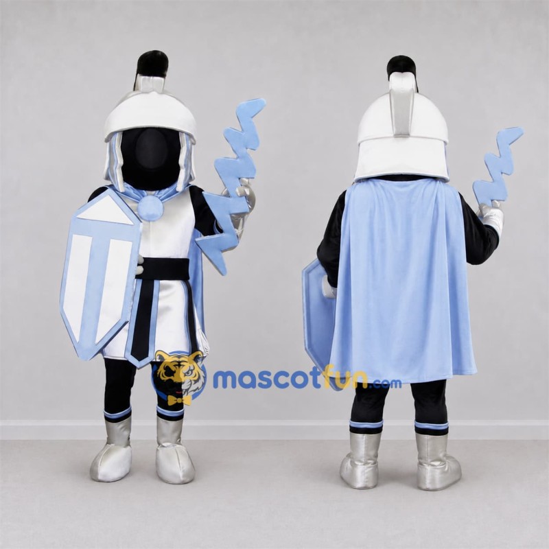 Custom Silver and Light Blue Fantasy Knight Mascot Costume Adult Full Body Suit for Fantasy Events Custom Silver and Light Blue Fantasy Knight Mascot Costume Adult Full Body Suit for Fantasy Events