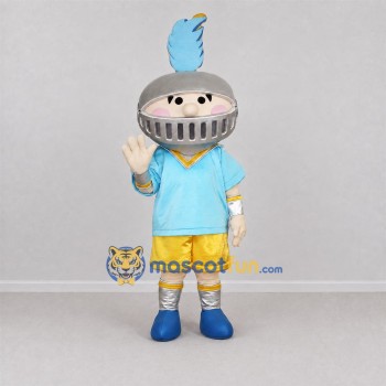 Custom Light Blue and Silver Knight Mascot Costume Adult Full Body Suit for School Events