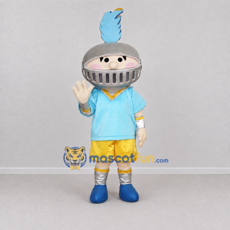 Custom Light Blue and Silver Knight Mascot Costume Adult Full Body Suit for School Events Custom Light Blue and Silver Knight Mascot Costume Adult Full Body Suit for School Events