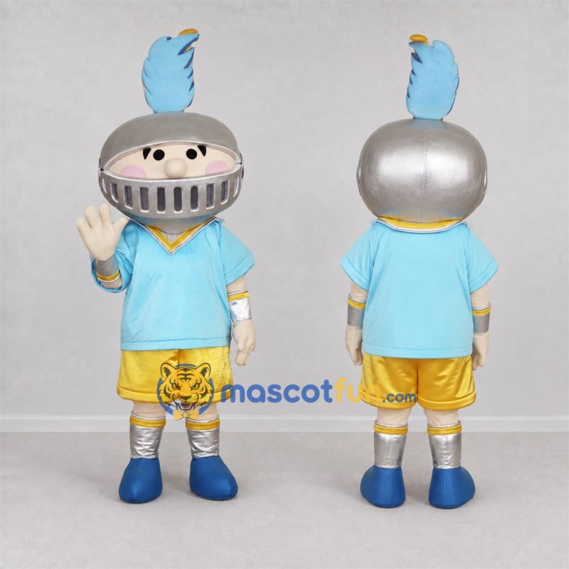 Custom Light Blue and Silver Knight Mascot Costume Adult Full Body Suit for School Events Custom Light Blue and Silver Knight Mascot Costume Adult Full Body Suit for School Events