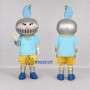 Custom Light Blue and Silver Knight Mascot Costume Adult Full Body Suit for School Events