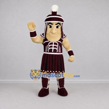 Custom Burgundy and White Ancient Warrior Mascot Costume Adult Full Body Suit for Sports Events Custom Burgundy and White Ancient Warrior Mascot Costume Adult Full Body Suit for Sports Events