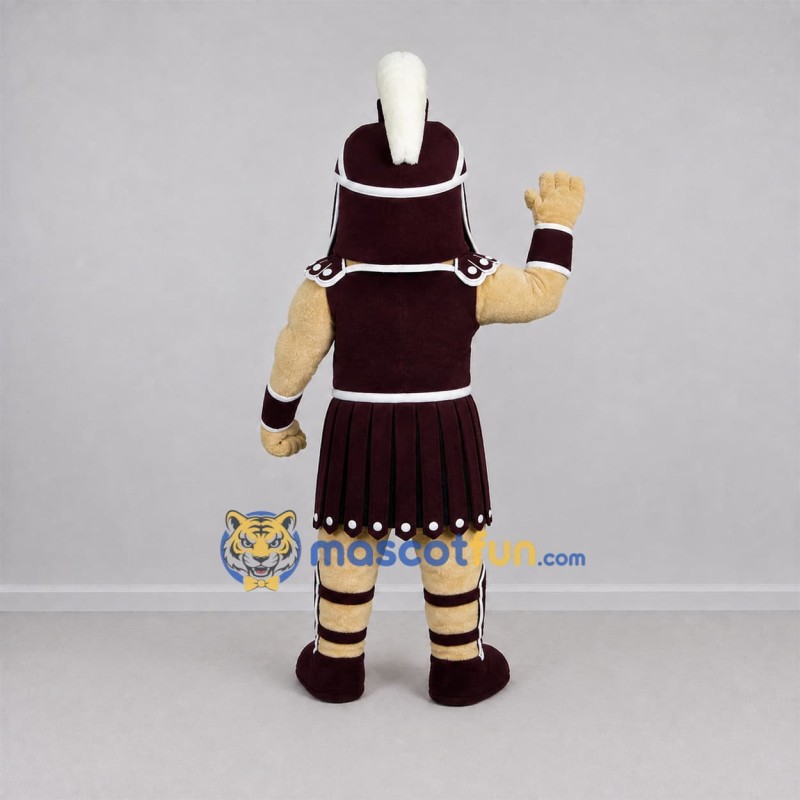Custom Burgundy and White Ancient Warrior Mascot Costume Adult Full Body Suit for Sports Events