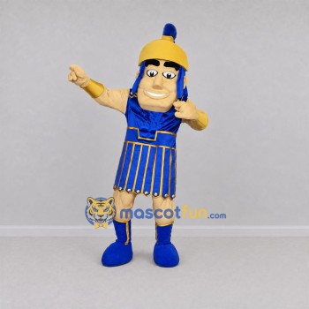 Custom Blue and Gold Ancient Warrior Mascot Costume Adult Full Body Suit for Sports Events Custom Blue and Gold Ancient Warrior Mascot Costume Adult Full Body Suit for Sports Events