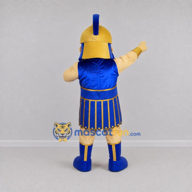 Custom Blue and Gold Ancient Warrior Mascot Costume Adult Full Body Suit for Sports Events Custom Blue and Gold Ancient Warrior Mascot Costume Adult Full Body Suit for Sports Events