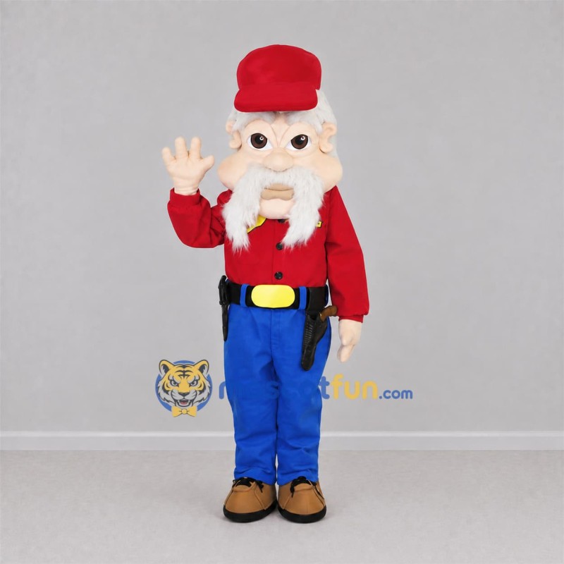 Custom Red and Blue Cowboy Mascot Costume Adult Full Body Suit for Western Themed Events