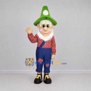 Custom Green and Blue Gnome Mascot Costume Adult Full Body Suit for Garden Events Custom Green and Blue Gnome Mascot Costume Adult Full Body Suit for Garden Events