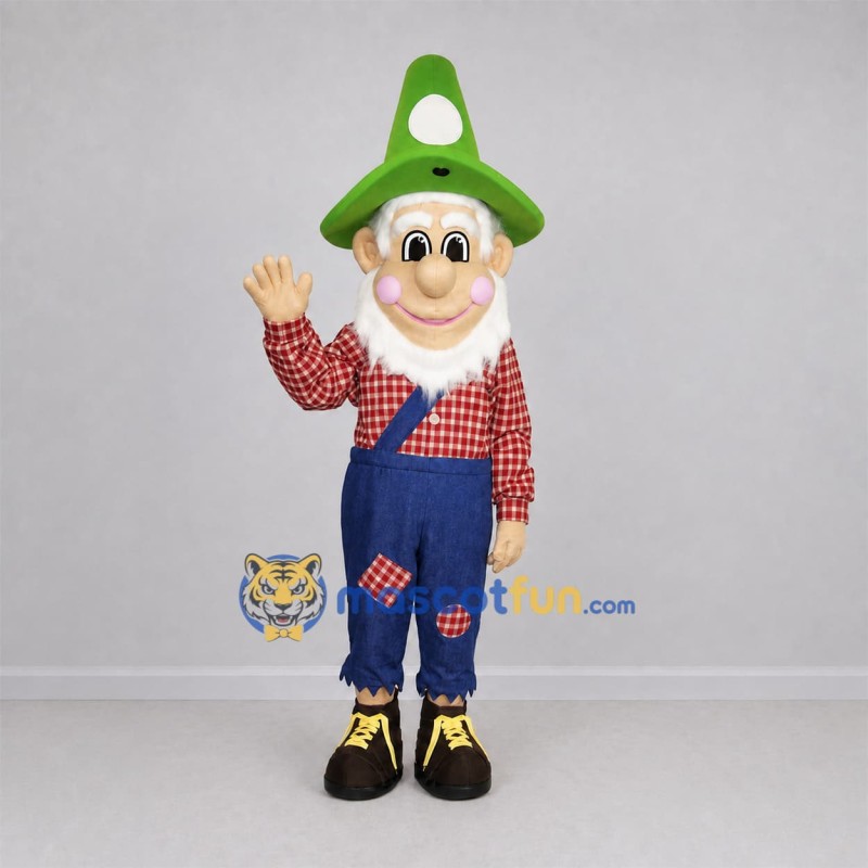 Custom Green and Blue Gnome Mascot Costume Adult Full Body Suit for Garden Events Custom Green and Blue Gnome Mascot Costume Adult Full Body Suit for Garden Events