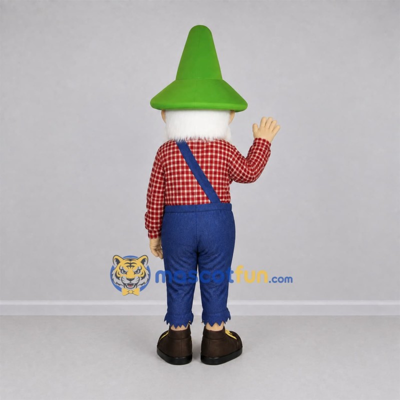 Custom Green and Blue Gnome Mascot Costume Adult Full Body Suit for Garden Events Custom Green and Blue Gnome Mascot Costume Adult Full Body Suit for Garden Events