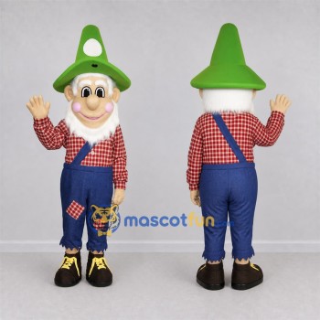 Custom Green and Blue Gnome Mascot Costume Adult Full Body Suit for Garden Events