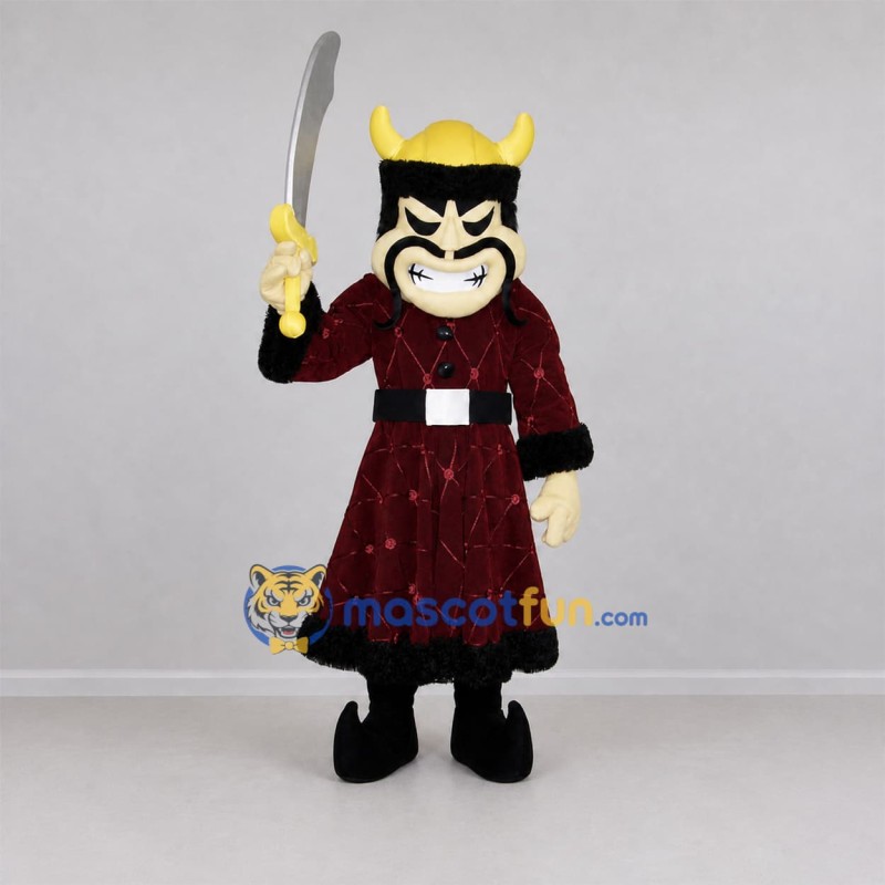 Custom Burgundy and Gold Fantasy Warrior Mascot Costume Adult Full Body Suit for Fantasy Events