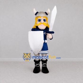 Custom Blue and Silver Viking Mascot Costume Adult Full Body Suit for Sports Events