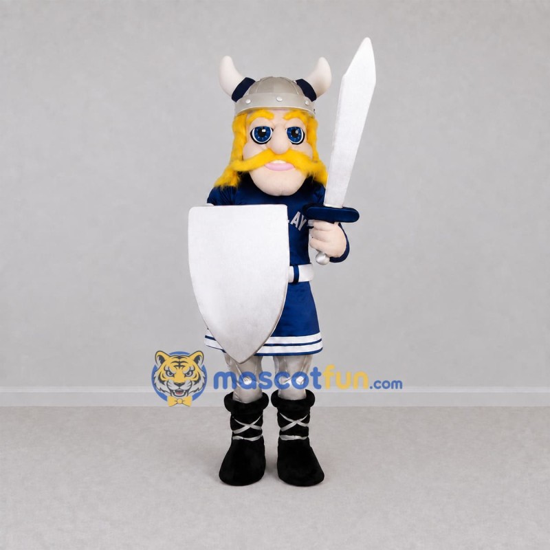 Custom Blue and Silver Viking Mascot Costume Adult Full Body Suit for Sports Events Custom Blue and Silver Viking Mascot Costume Adult Full Body Suit for Sports Events