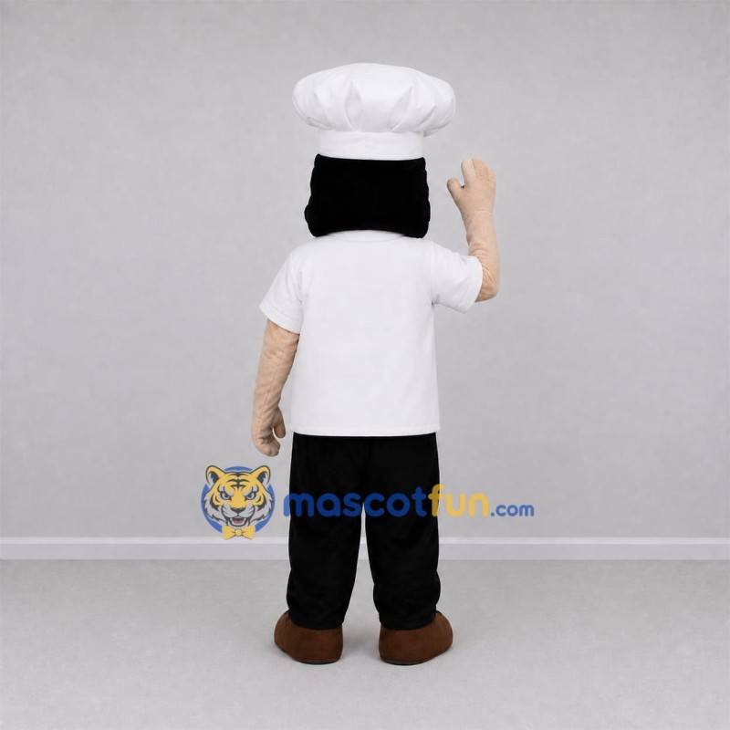 Custom White and Black Chef Mascot Costume Adult Full Body Suit for Restaurant Promotions Custom White and Black Chef Mascot Costume Adult Full Body Suit for Restaurant Promotions