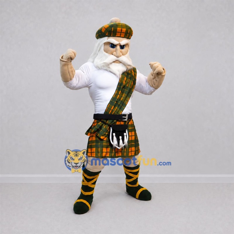 Custom Green and Orange Highlander Mascot Costume Adult Full Body Suit for Highland Games Custom Green and Orange Highlander Mascot Costume Adult Full Body Suit for Highland Games