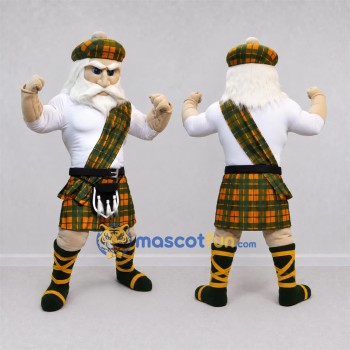 Custom Green and Orange Highlander Mascot Costume Adult Full Body Suit for Highland Games