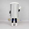 Custom Silver and White Trash Can Mascot Costume Adult Full Body Suit for Community Cleanup Events Custom Silver and White Trash Can Mascot Costume Adult Full Body Suit for Community Cleanup Events