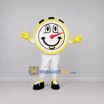 Custom Yellow and White Stopwatch Mascot Costume Adult Full Body Suit for Sports Events Custom Yellow and White Stopwatch Mascot Costume Adult Full Body Suit for Sports Events