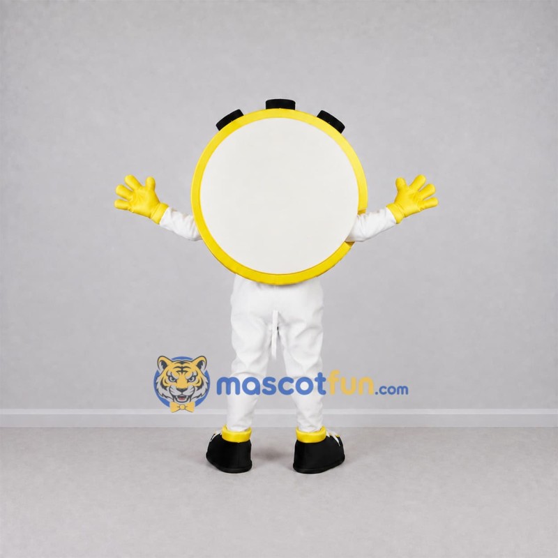 Custom Yellow and White Stopwatch Mascot Costume Adult Full Body Suit for Sports Events