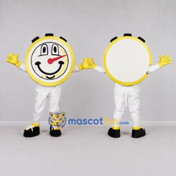 Custom Yellow and White Stopwatch Mascot Costume Adult Full Body Suit for Sports Events