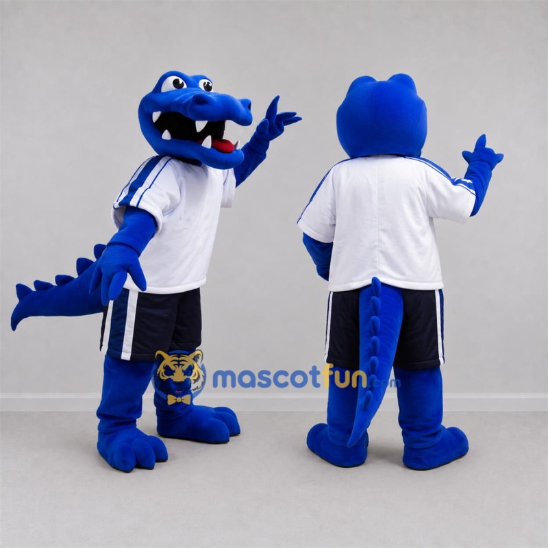 Custom Blue Crocodile Mascot Costume Adult Full Body Suit for Sports Events