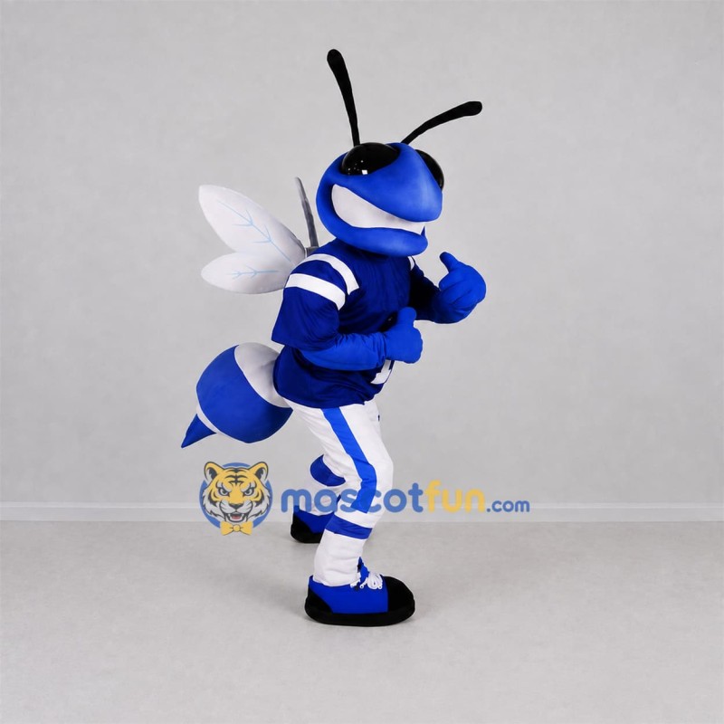 Custom Blue and White Hornet Mascot Costume Adult Full Body Suit for Sports Events Custom Blue and White Hornet Mascot Costume Adult Full Body Suit for Sports Events