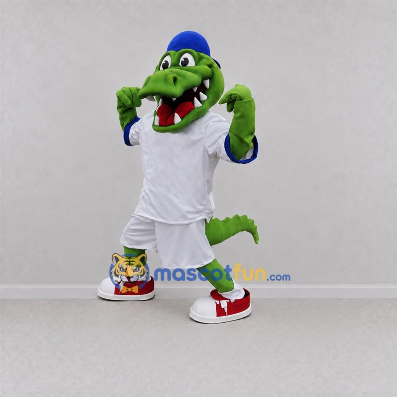 Custom Green Crocodile Mascot Costume Adult Full Body Suit for Baseball Games Custom Green Crocodile Mascot Costume Adult Full Body Suit for Baseball Games