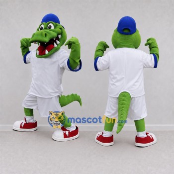 Custom Green Crocodile Mascot Costume Adult Full Body Suit for Baseball Games