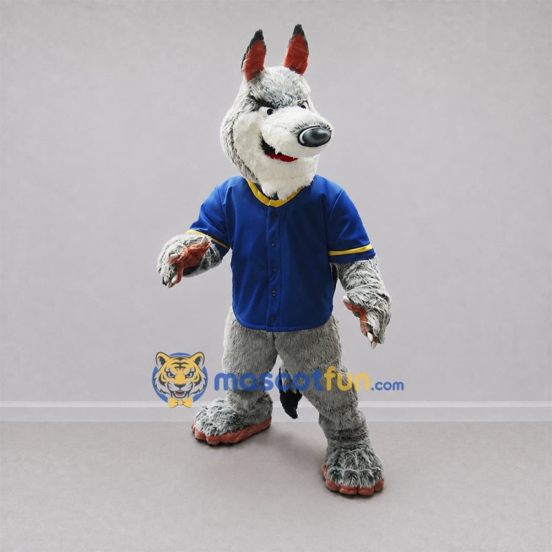 Custom Gray and White Wolf Mascot Costume Adult Full Body Suit for Sports Events