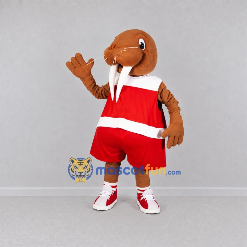 Custom Brown Walrus Mascot Costume Adult Full Body Suit for Marine Events Custom Brown Walrus Mascot Costume Adult Full Body Suit for Marine Events