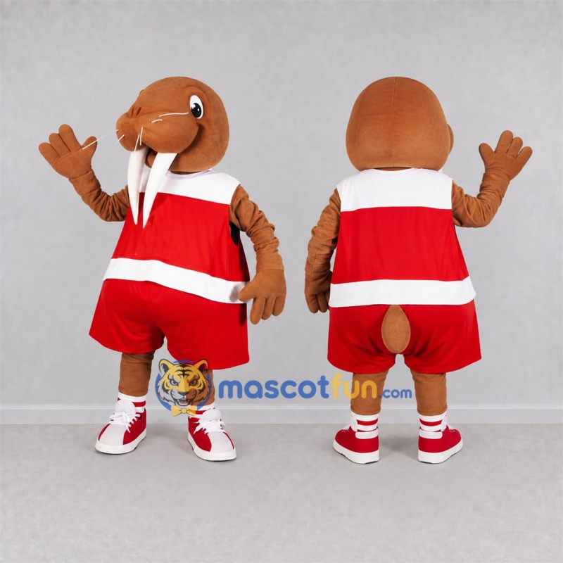 Custom Brown Walrus Mascot Costume Adult Full Body Suit for Marine Events Custom Brown Walrus Mascot Costume Adult Full Body Suit for Marine Events