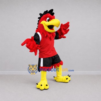 Custom Red and Black Bird Mascot Costume Adult Full Body Suit for Sports Events