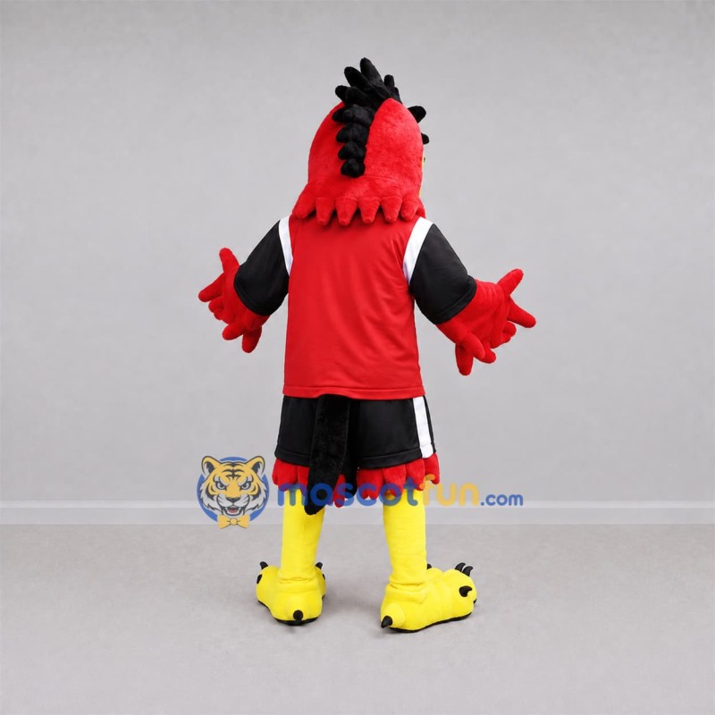 Custom Red and Black Bird Mascot Costume Adult Full Body Suit for Sports Events Custom Red and Black Bird Mascot Costume Adult Full Body Suit for Sports Events