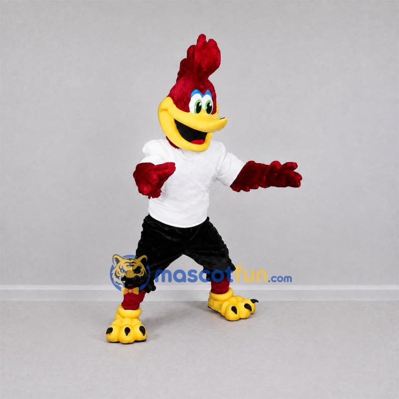 Custom Red Rooster Mascot Costume Adult Full Body Suit for Sports Events