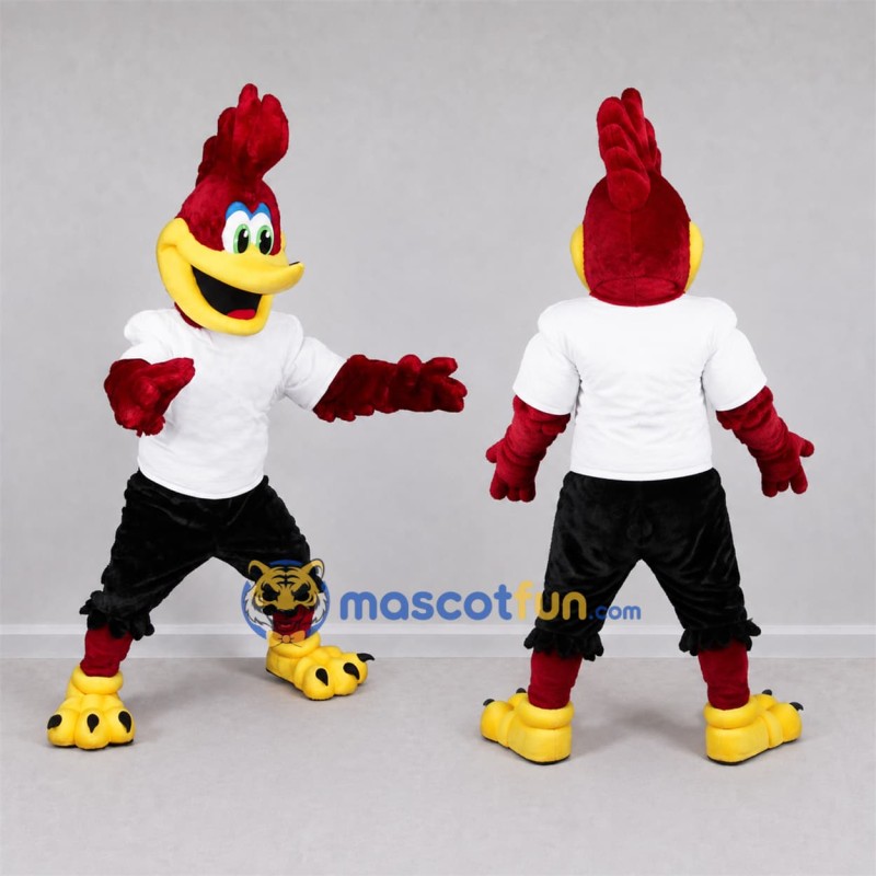 Custom Red Rooster Mascot Costume Adult Full Body Suit for Sports Events