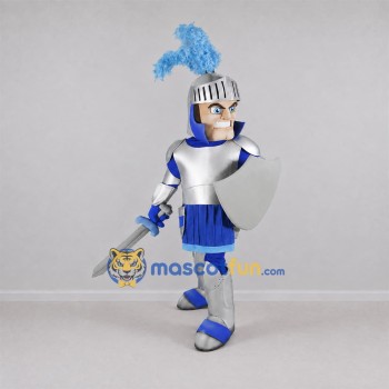 Custom Blue and Silver Knight Mascot Costume Adult Full Body Suit for Medieval Events
