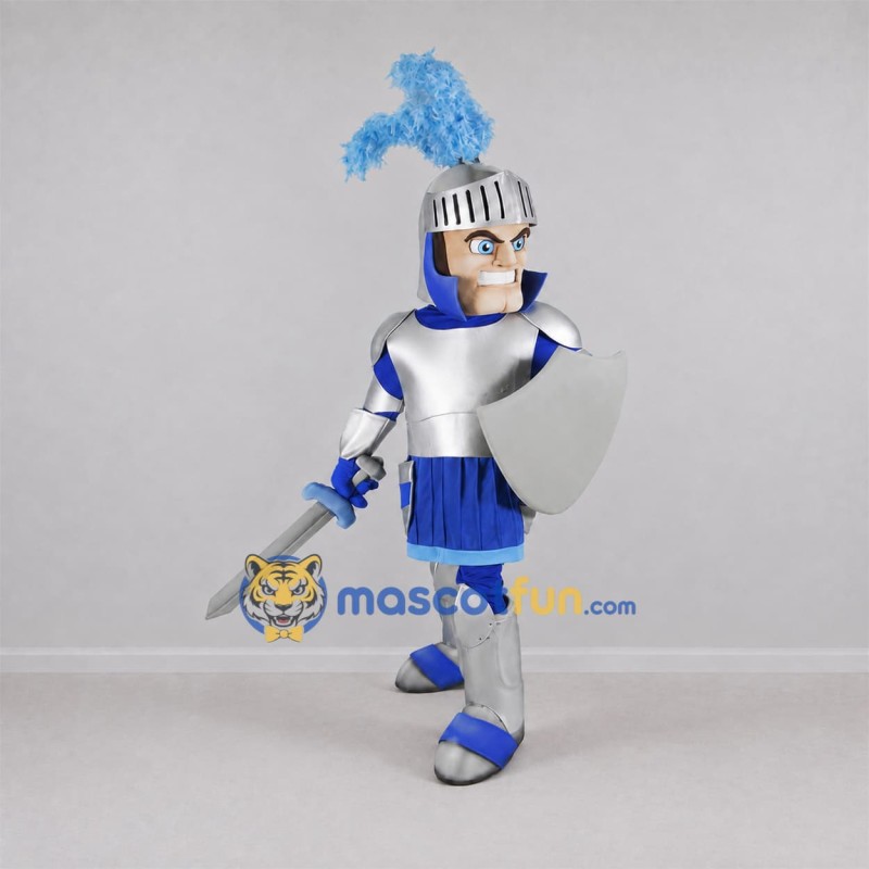 Custom Blue and Silver Knight Mascot Costume Adult Full Body Suit for Medieval Events Custom Blue and Silver Knight Mascot Costume Adult Full Body Suit for Medieval Events
