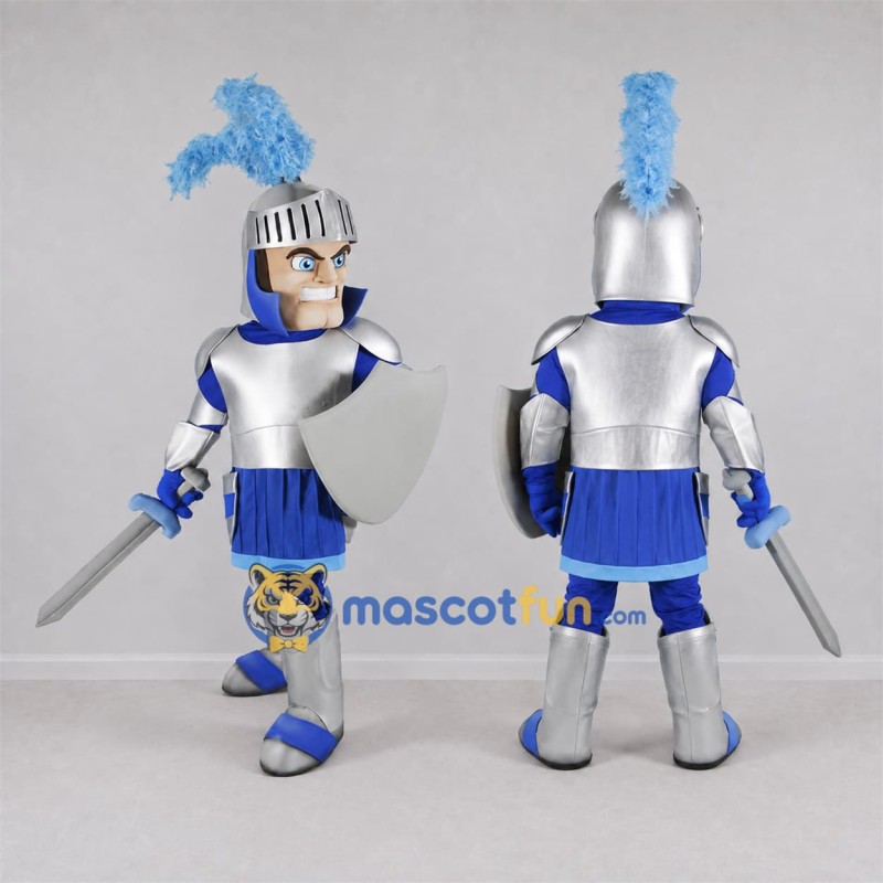 Custom Blue and Silver Knight Mascot Costume Adult Full Body Suit for Medieval Events Custom Blue and Silver Knight Mascot Costume Adult Full Body Suit for Medieval Events