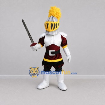 Custom Burgundy and Silver Knight Mascot Costume Adult Full Body Suit for Medieval Events