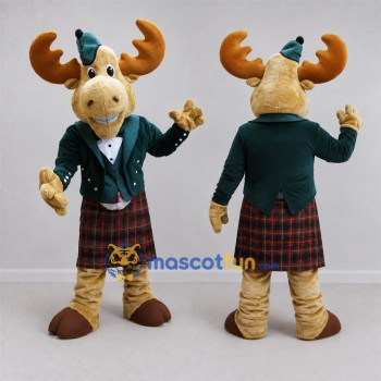 Custom Tan Highlander Moose Mascot Costume Adult Full Body Suit for Highland Games