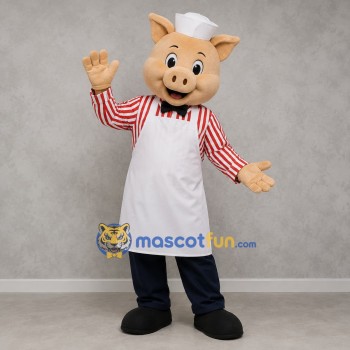 Custom Pink Chef Pig Mascot Costume Adult Full Body Suit for Food Festivals Custom Pink Chef Pig Mascot Costume Adult Full Body Suit for Food Festivals